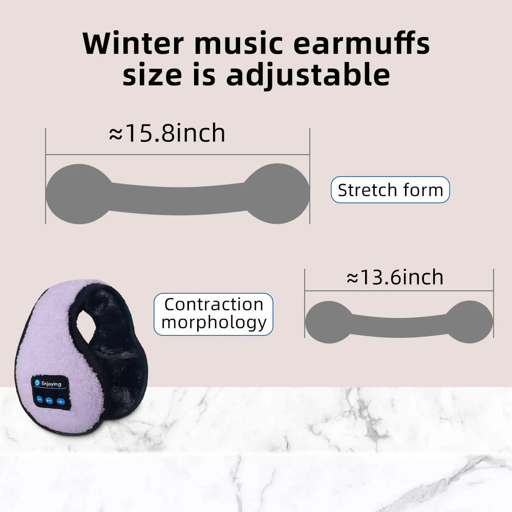 Wireless Adjustable Bluetooth Earmuffs Headphones Winter Ear Warmer with Microphones