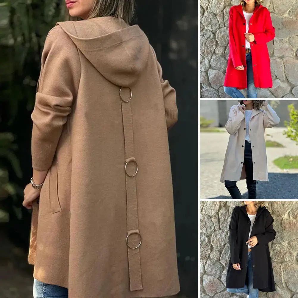 Single-breasted Design for Fall Winter Mid Length Overcoat with Long