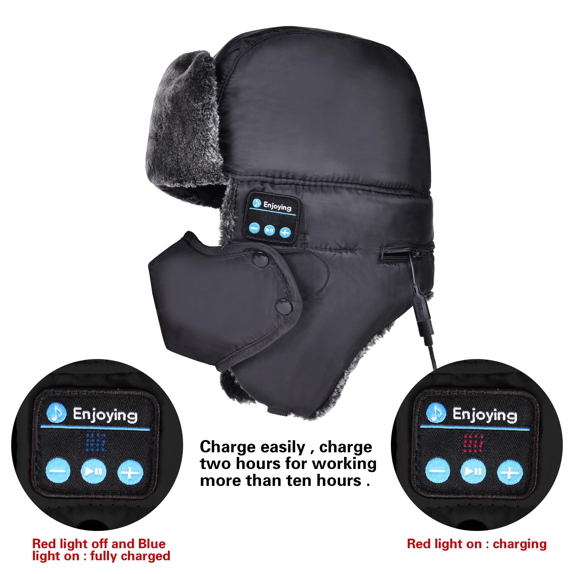 Winter Waterproof Wireless Hat with Bluetooth Headphones