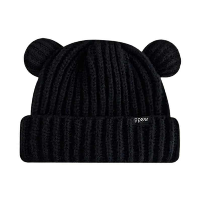 Autumn And Winter Cute Bear Ears Knitted Wool Hat