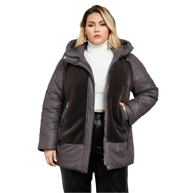 High Quality Wool Warm Fashion Women's Parka Female Plush Coat Hooded