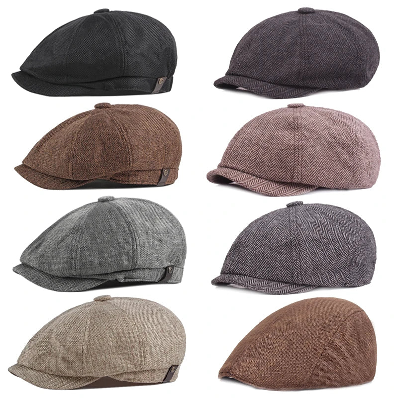 Men Octagonal Hats British Painters Hat Autumn Winter Berets