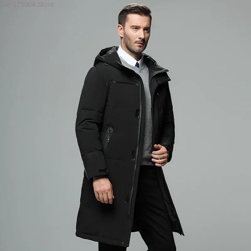 Winter Men's Down Jacket High-quality Hood Thick Warm Waterproof Parka Coats