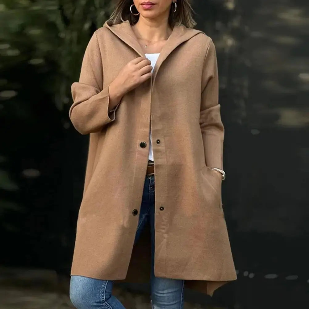 Single-breasted Design for Fall Winter Mid Length Overcoat with Long