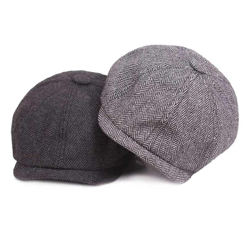 Men Octagonal Hats British Painters Hat Autumn Winter Berets