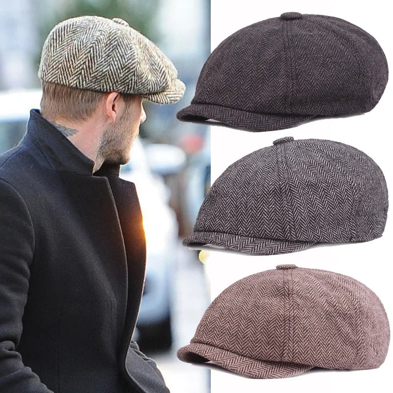 Men Octagonal Hats British Painters Hat Autumn Winter Berets