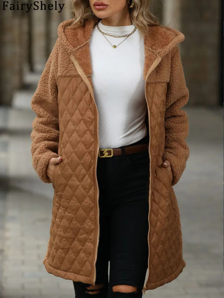 Long Coat Soft Zipper Patchwork Cardigan Lady Coat