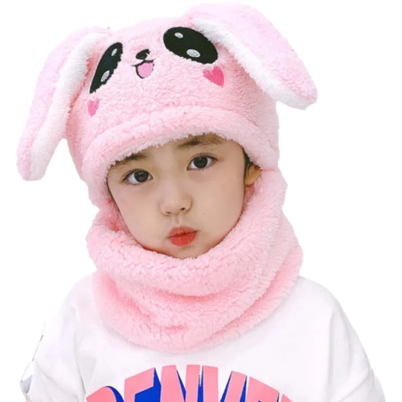 Cartoon Hat for Girls Boys Scarf Thicken CapBaby