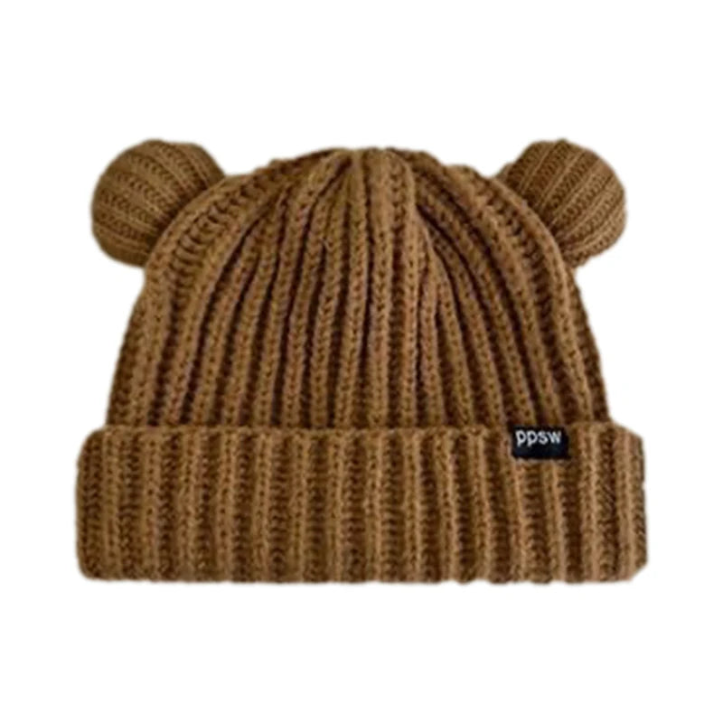 Autumn And Winter Cute Bear Ears Knitted Wool Hat