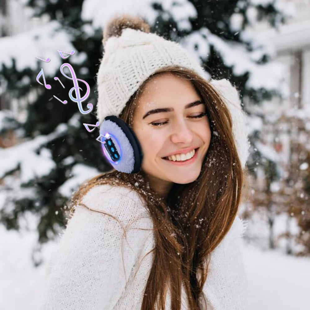 Wireless Adjustable Bluetooth Earmuffs Headphones Winter Ear Warmer with Microphones