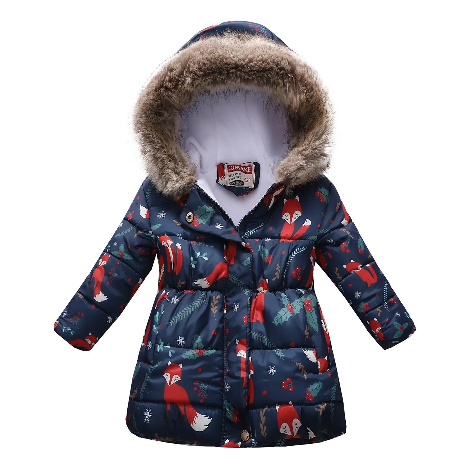 Cute Cartoon Fox Print Thicken Autumn Outerwear Children's Clothes New