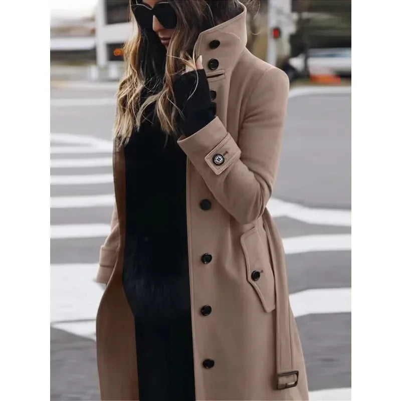 Autumn Winter New Woolen Coat Women's Slim Fit Cardigan Large Coat Women