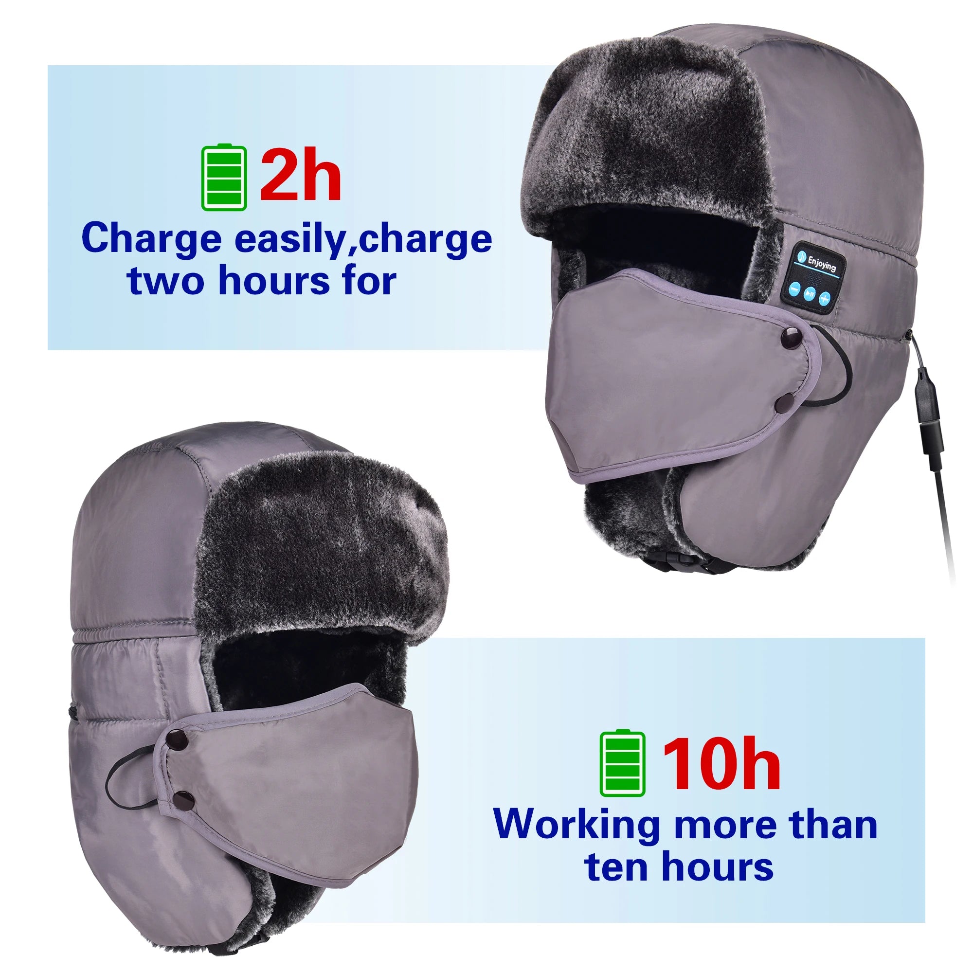 Winter Waterproof Wireless Hat with Bluetooth Headphones