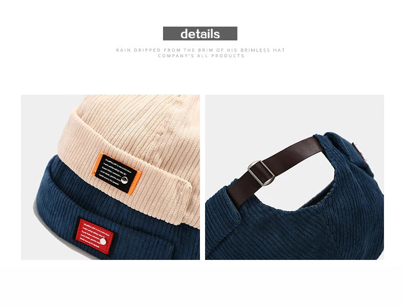 Bocca Corduroy Beanie Brimless Docker Hat Cap