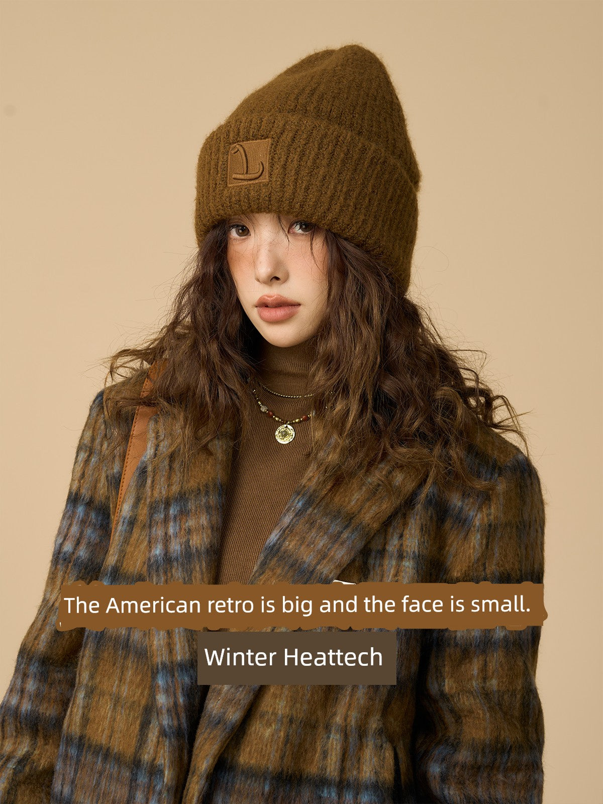 Autumn and Winter Brown Women's American Retro Knitting Wool