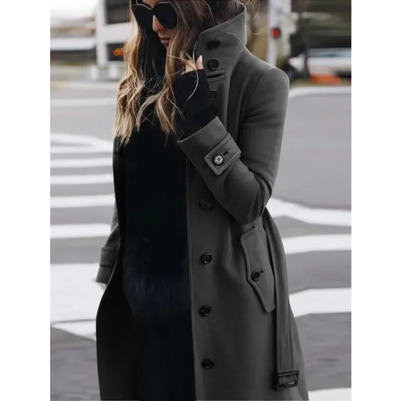 Autumn Winter New Woolen Coat Women's Slim Fit Cardigan Large Coat Women