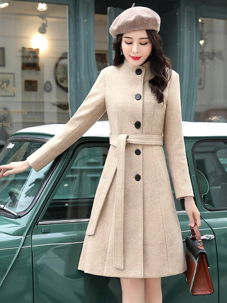 Temperament Wool Blends Jacket Korean Streetwear Women's Coats