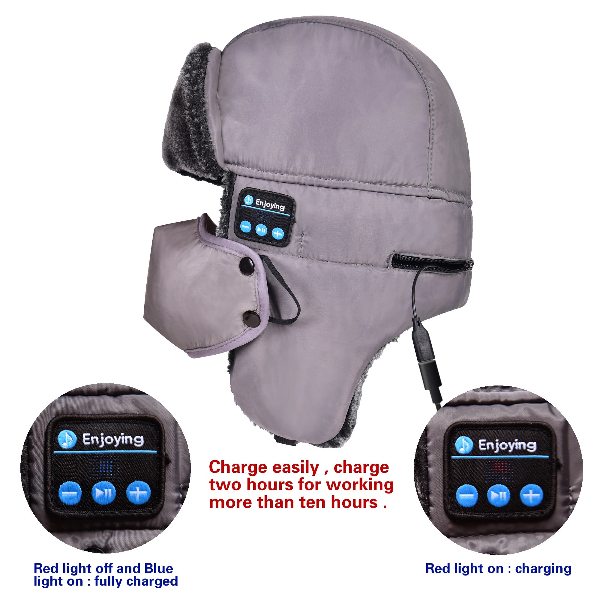 Winter Waterproof Wireless Hat with Bluetooth Headphones