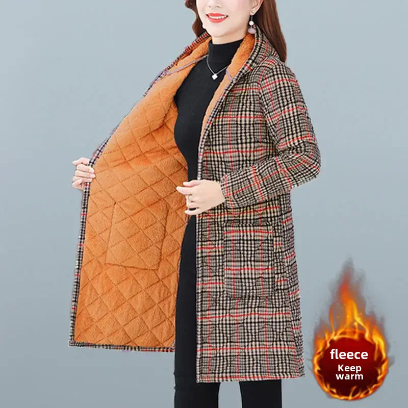 Fleece Lined Thickened Mom Cotton Coat