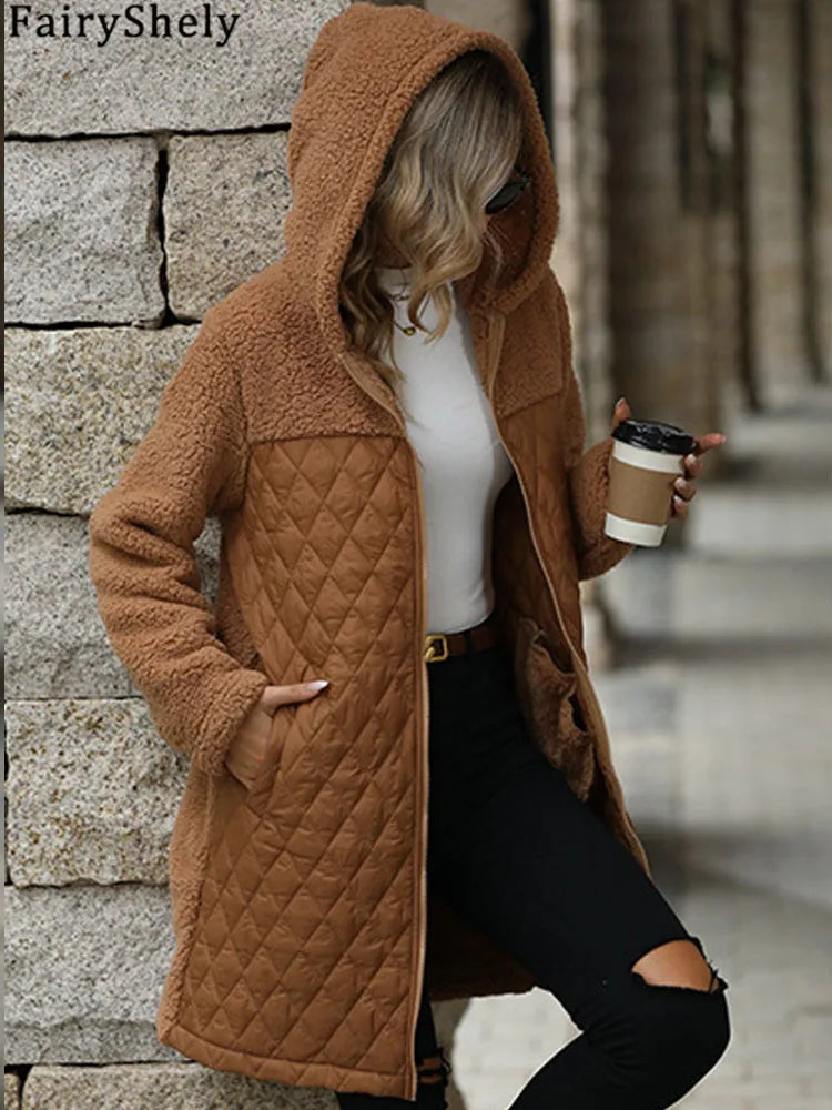 Long Coat Soft Zipper Patchwork Cardigan Lady Coat