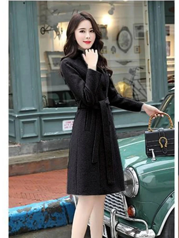 Temperament Wool Blends Jacket Korean Streetwear Women's Coats