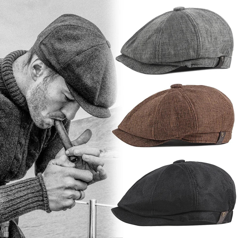 Men Octagonal Hats British Painters Hat Autumn Winter Berets