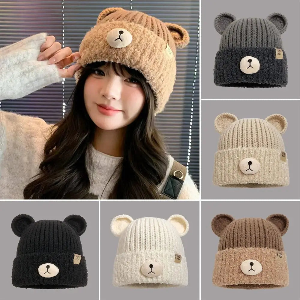 Fashion Winter Warm Knitted Cap Soft Bear Ears Beanie Hat