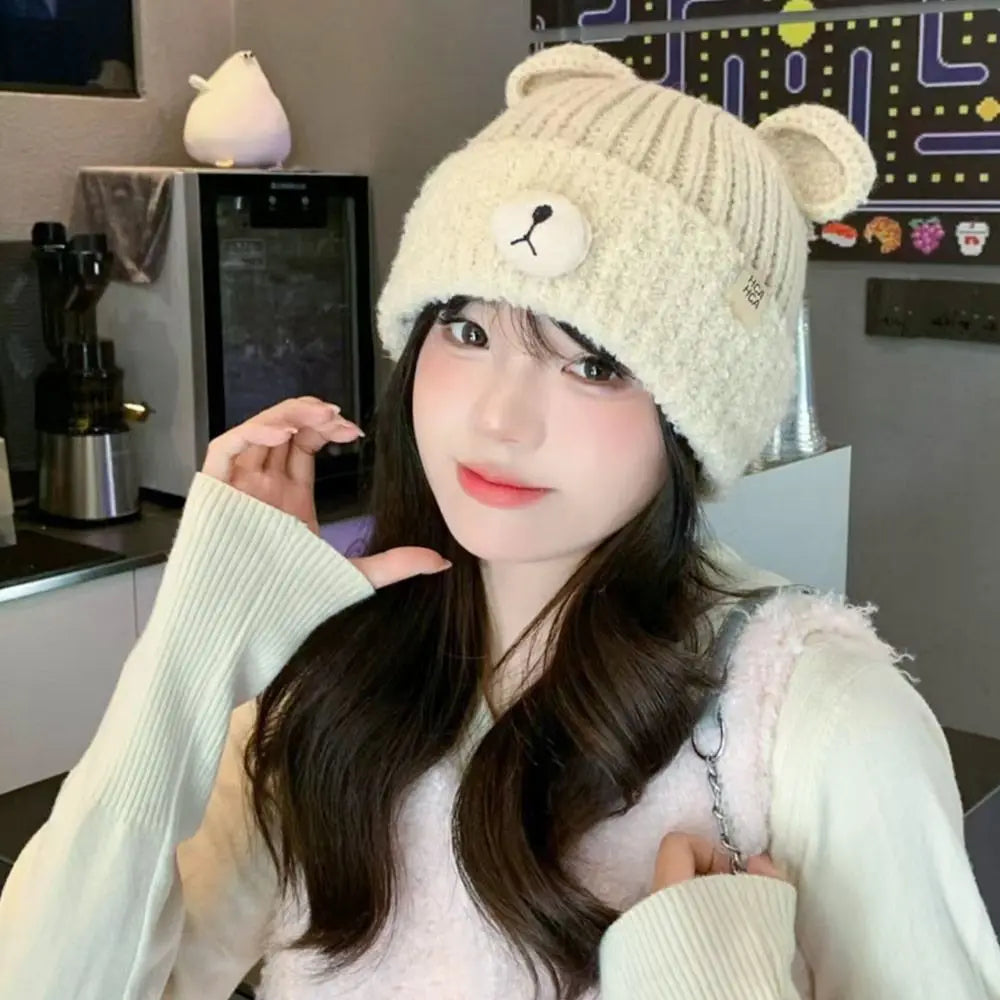 Fashion Winter Warm Knitted Cap Soft Bear Ears Beanie Hat