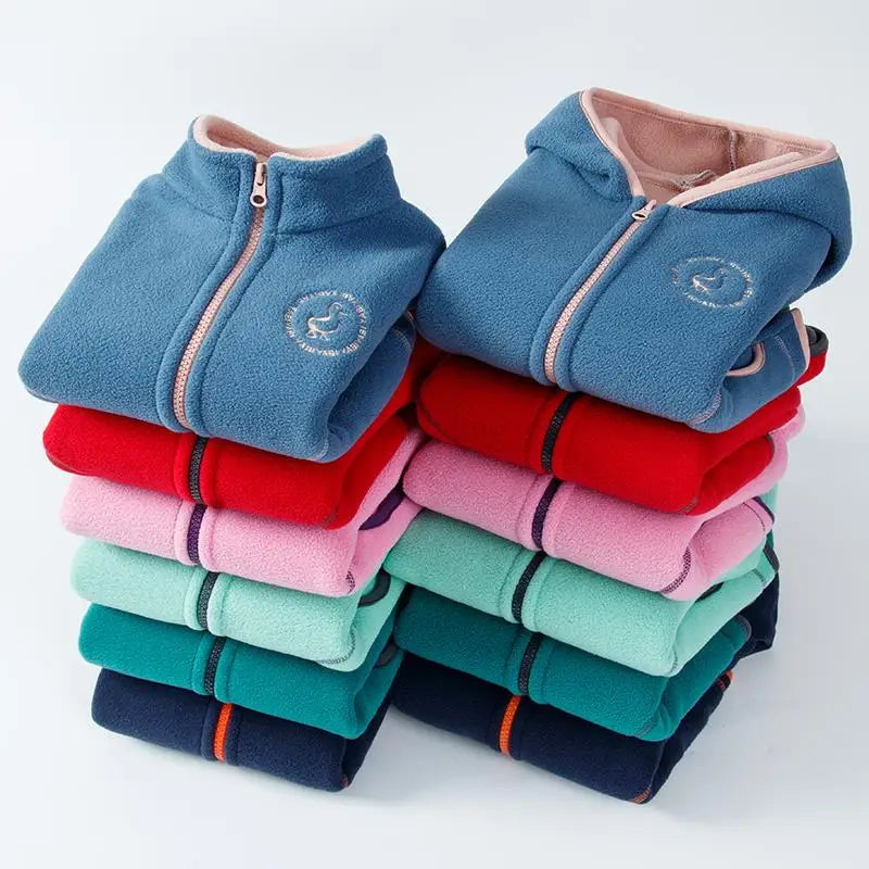 Double Fleece Jackets Kids Outfits Children Outerwear 2-14 Years