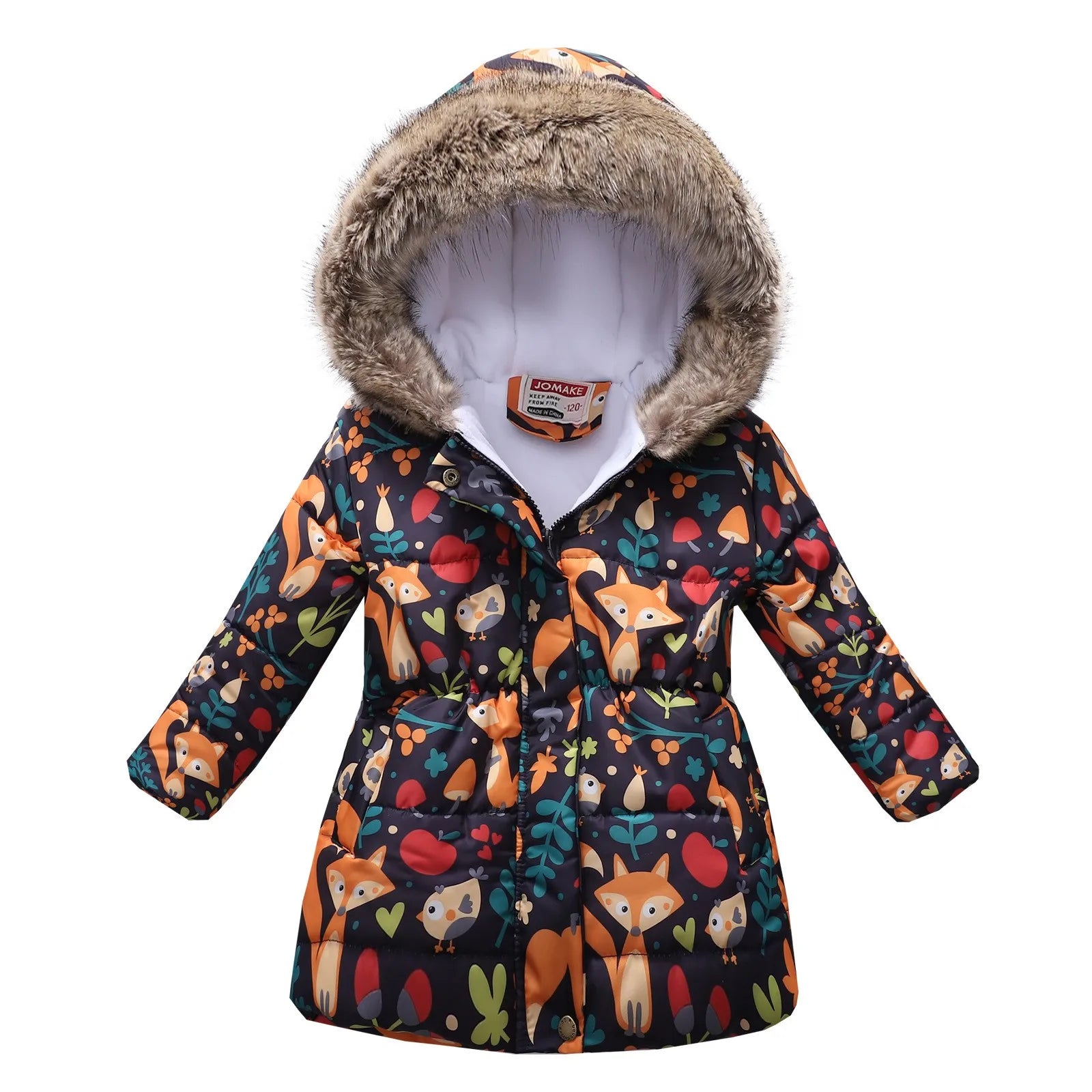 Cute Cartoon Fox Print Thicken Autumn Outerwear Children's Clothes New