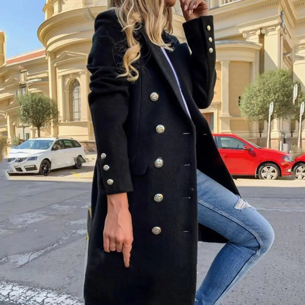 Collar Double-breasted Women Overcoat Women Greatcoat Outerwear