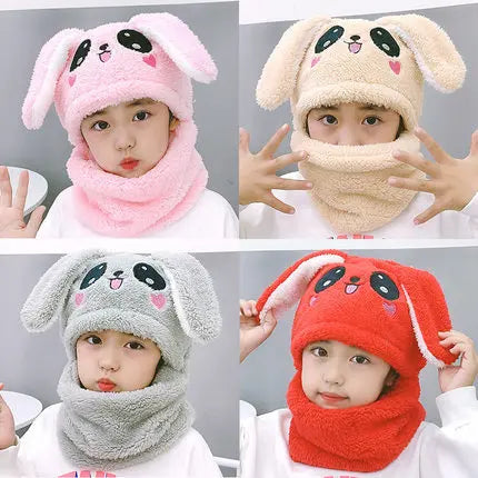 Cartoon Hat for Girls Boys Scarf Thicken CapBaby