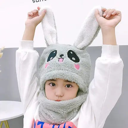 Cartoon Hat for Girls Boys Scarf Thicken CapBaby