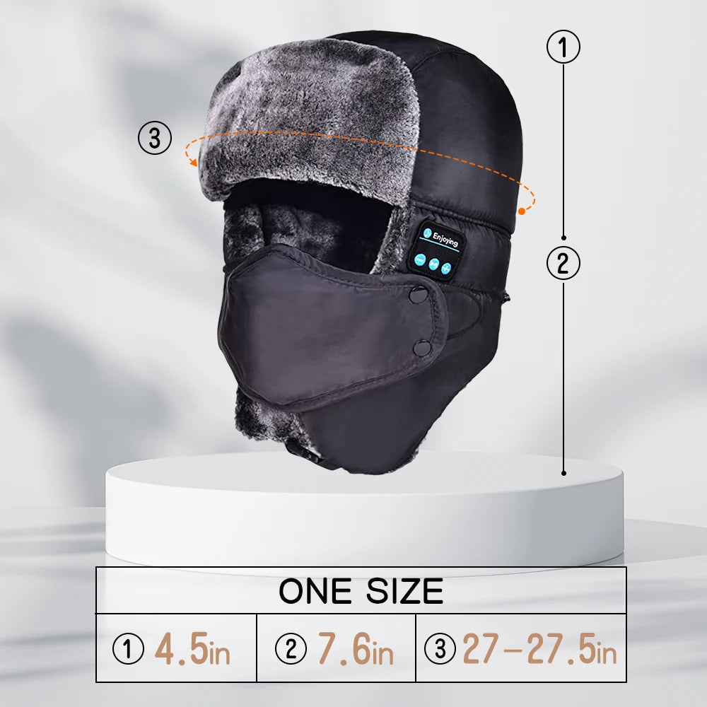 Winter Waterproof Wireless Hat with Bluetooth Headphones