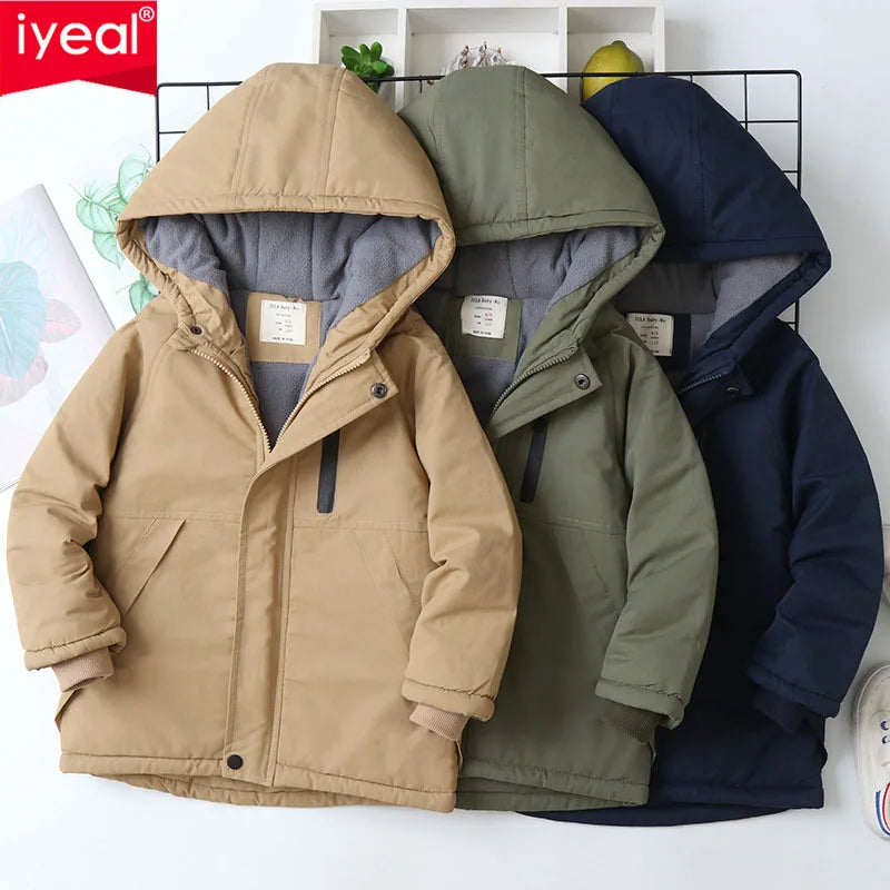 IYEAL Kids Long Sleeve Hooded Windproof Jackets Winter Coat