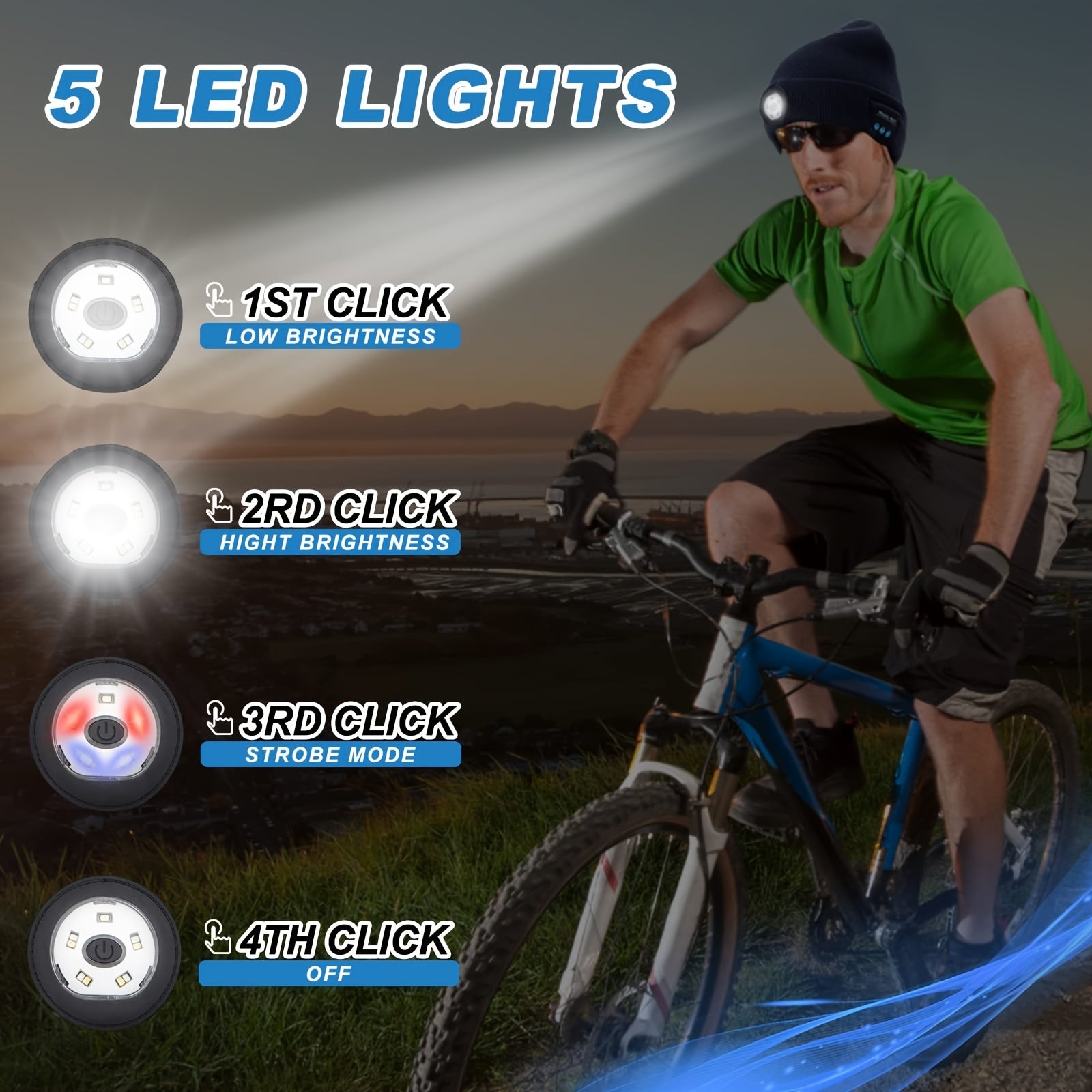 Wireless Beanie Outdoor Cycling Wireless Light Hat