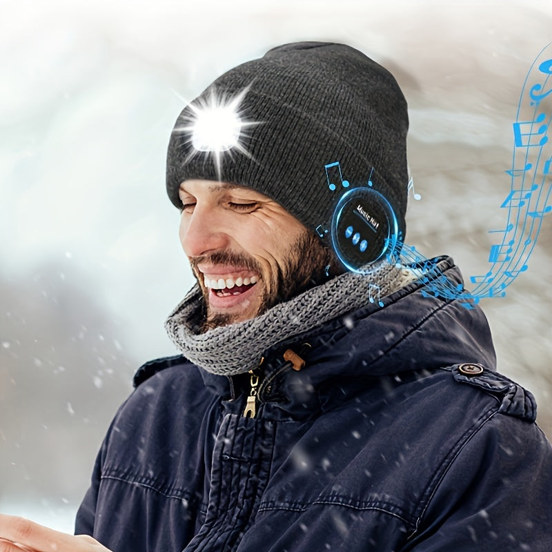 wireless Beanie Hat with Light and Wireless Headphones